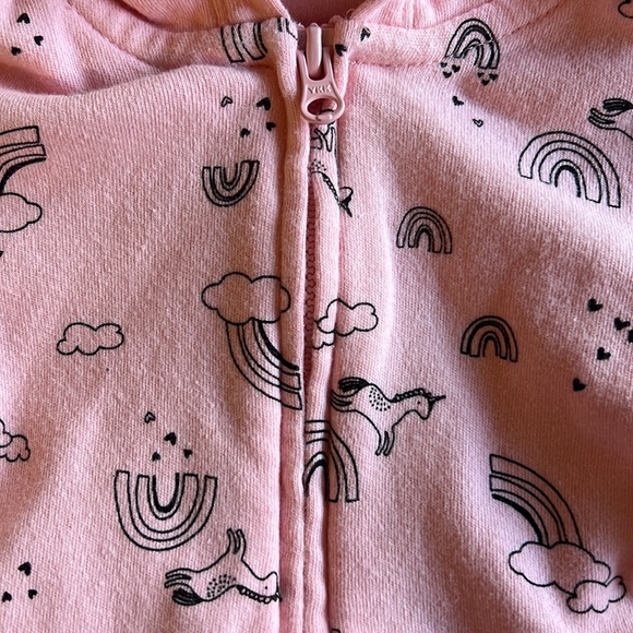 CARTERS Just One You 3M Pink Unicorn Full Zip Hoodie Ruffle Rainbows Ears Cute! - Picture 2 of 6